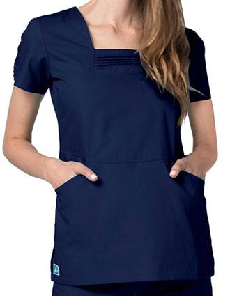 Adar Universal Womens Pin Tuck Pleated Scrub Top