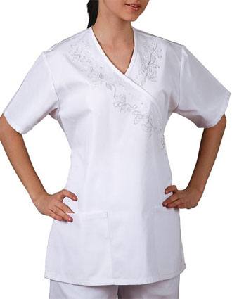 Adar Women Nursing Scrubs Mock Wrap Front Scrub Top