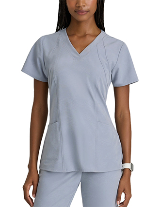 Barco One Women's Hex Jacquard Racer V-Neck Scrub Top