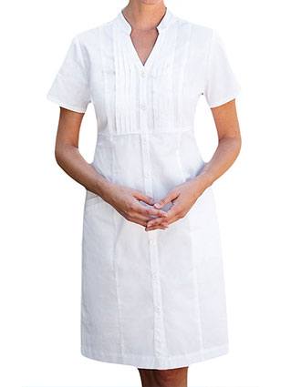 Barco Prima Womens Two Pocket Button Front White Nurses Dress
