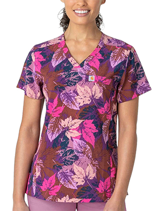 Carhartt Cross-Flex Women's Tuck In Fall Foliage Print Scrub Top