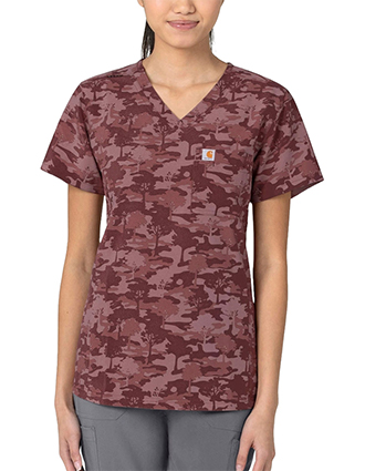 Carhartt Cross-Flex Women's Tuck In Topiary Camo Print Scrub Top