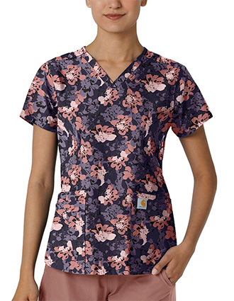 Wink Scrubs Carhartt Women's V-Neck Print Scrub Top in Floral Burst