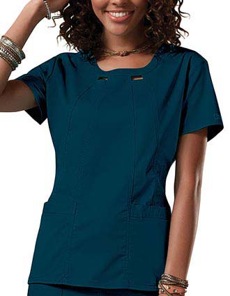 Cherokee Workwear Junior Four-Pocket Scoop Neck Top