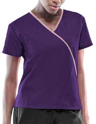 Cherokee Workwear Women's Two Pocket Mock Wrap Top