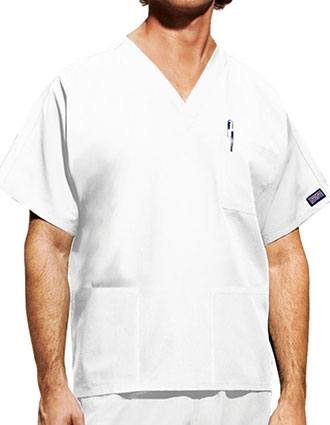 Cherokee Unisex Three Pockets V-Neck White Nurse Scrub Top