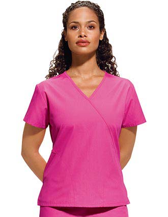 Cherokee Workwear Women Two Pocket  Mock Wrap Top