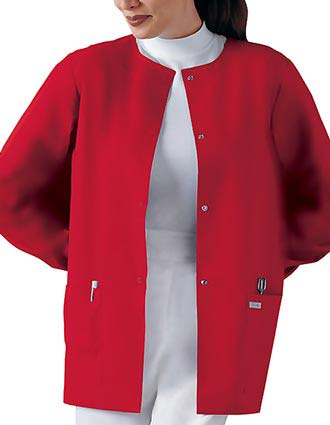 Clearance Sale Jewel Neck Snap Front Warm Up Scrub Jacket by Cherokee