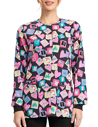 Cherokee Women's Snap Front Print Warm-up Jacket in Health-abet