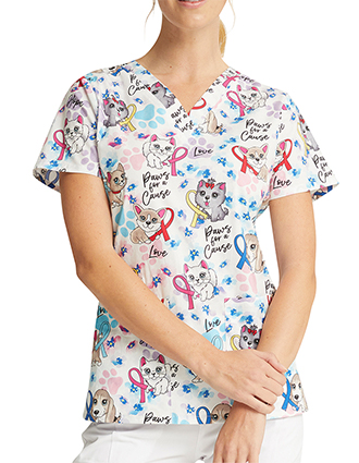 Cherokee Women's Paws For A Cause Print V-Neck Top