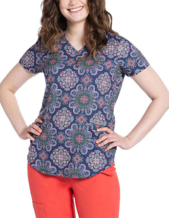 Cherokee Genuine Women's V-Neck Print Top in Boho Medallion