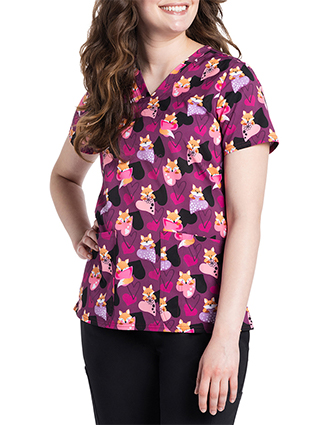 Cherokee Genuine Women's Tails Of Love Print V-Neck Top