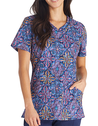 Cherokee Women's One In A Medallion Print Scrub Top