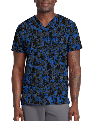 Cherokee Unisex V-Neck Print Top in Dabbling In Paint