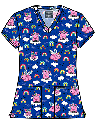 Cherokee Women's Flyin' Magic Print V-Neck Top