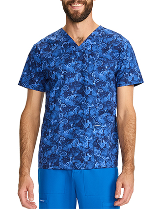 Cherokee Genuine Unisex V-Neck Top in Shibori Stethoscopes