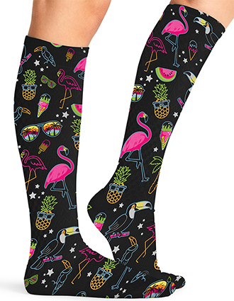 Cherokee Knee High Compression Sock in Flamingo Party