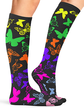 Cherokee Legwear Women's Compression Socks in Anti Social Butterflies