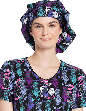 Cherokee Licensed Unisex Print Bouffant Scrubs Hat in One Colorful Cat