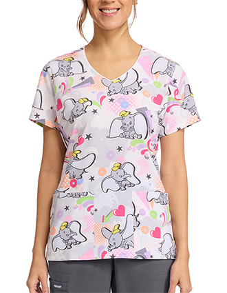 Cherokee Licensed V-Neck Women's  Print Top in Sky Circus