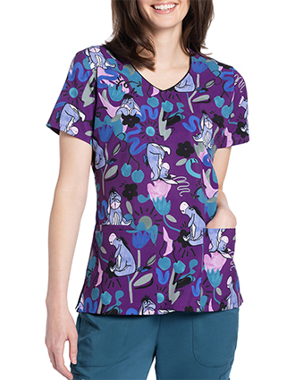 Cherokee Licensed Women's Doodle Donkey Printed V-neck Top