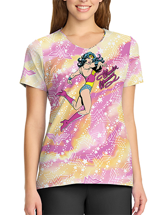Cherokee Licensed Women's V-Neck Print Top in Tiger Tie Dye