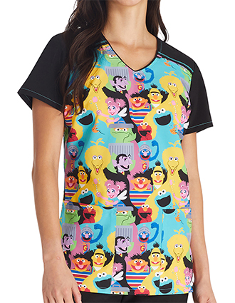 Tooniforms Women's The Whole Gang Printed V-Neck Top