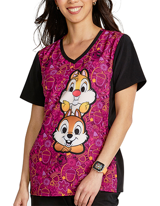 Cherokee Licensed Women's Nuts For Nuts Print Scrub Top