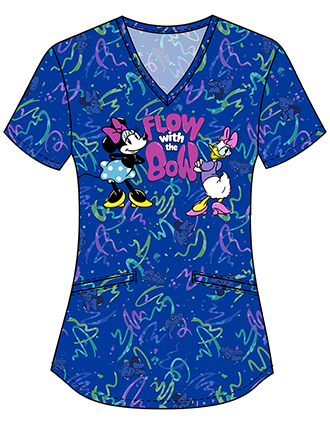Cherokee Licensed Women's V-Neck Print Top in Flow With The Bow