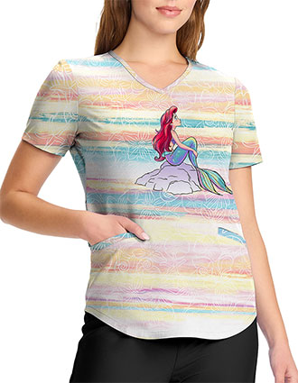 Cherokee Licensed Women's V-Neck Print Top in Vibe With The Tide