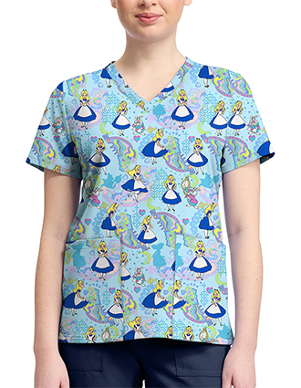 Cherokee Licensed V-Neck Top Unisex in Alice Dreamland