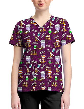 Cherokee Licensed V-Neck Top Unisex in But Coffee First