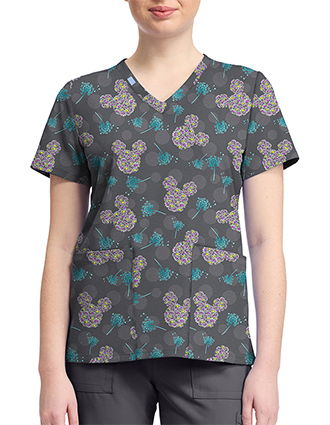Cherokee Licensed V-Neck Top Unisex in Dandy Mickey