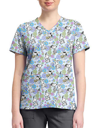 Cherokee Licensed V-Neck Top Unisex in Groovy Snoopy