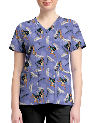 Cherokee Licensed V-Neck Top Unisex in True Pathways