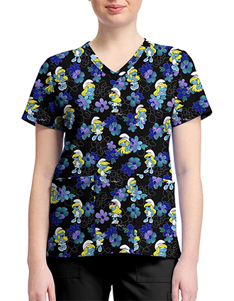 Cherokee Licensed V-Neck Top Unisex in Being Smurfette