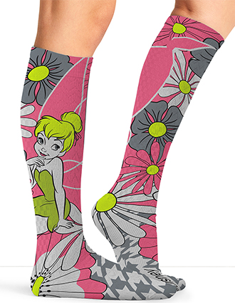 Cherokee Legwear Women's Compression Socks in Flower Tinker Bell