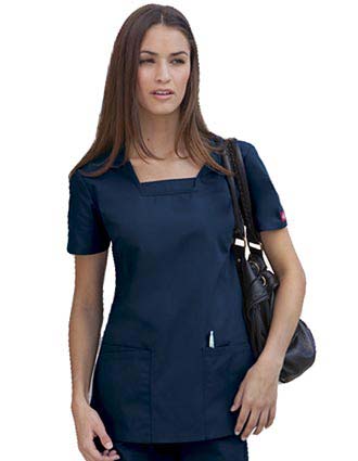 Dickies EDS Missy Fit Four Pocket Square Neck Scrub Top