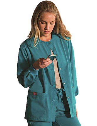 Dickies EDS Missy Round Neck Snap Front Scrub Jacket