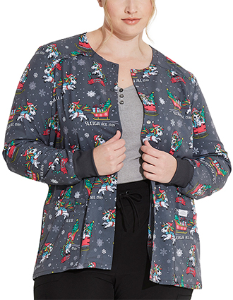 Dickies EDS Signature Women's Snap Front Warm-Up Sleigh All Day Magic Print Jacket
