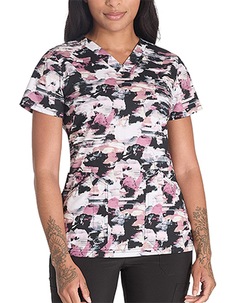 Dickies Prints Women's V-Neck Print Top in Extreme Camo