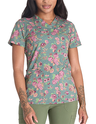 Dickies Prints Women's V-Neck Print Top in Tapestry Tale