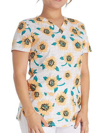 Dickies Women's Sunflower Power Print V-Neck Top