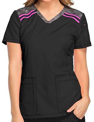 Dickies Dynamix Women's Contemporary fit V-neck Contrast Trim Fashion Top