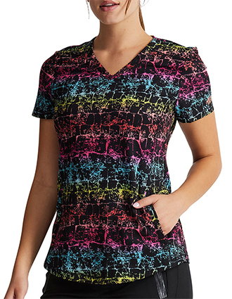 Dickies Prints Women's Texture Trail Rainbow V-Neck Top