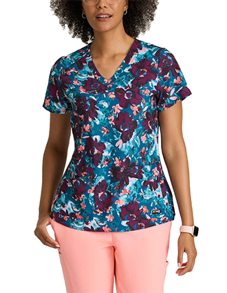 Grey's Anatomy Women's Ella Spring Meadow Print Scrub Top