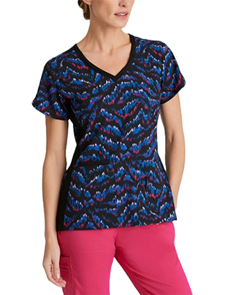 Grey's Anatomy Spandex Animal Scents Women's V-Neck Print Scrub Top