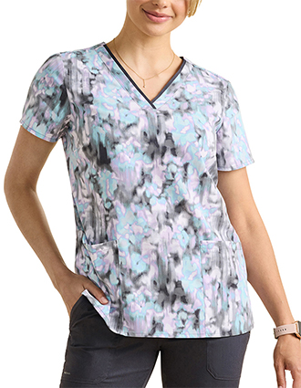 Healing Hands Purple Label Women's Color Flow Print Scrub Top