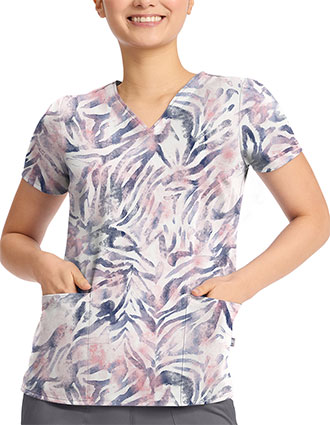 Healing Hands HH Purple Label Unisex Amanda Print Top in Serene Safari