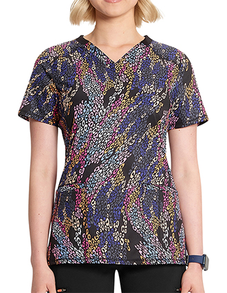 Cherokee Infinity Women's Wild Motion Print V-Neck Top